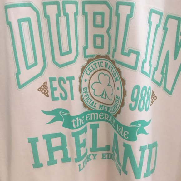 Aqua and White Ireland Raglan Sleeve T-shirt - Picture 3 of 3
